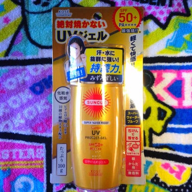 サンカット ウルトラUV パーフェクトジェル(スーパーウォータープルーフ)
￥800～900
SPF50+PA++++  100ｇ
無香料  無着色  無鉱物油

🍋いいところ🍋
🍇せっけんで落とせると