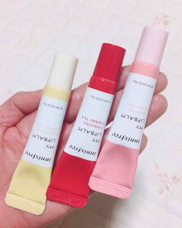 innisfree マイリップバーム ワナワンエディションのクチコミ「イニスフリー
マイリップクリーム

No03ホームメイドレモンティー
Mo08サンキストチェリ.....」（1枚目）