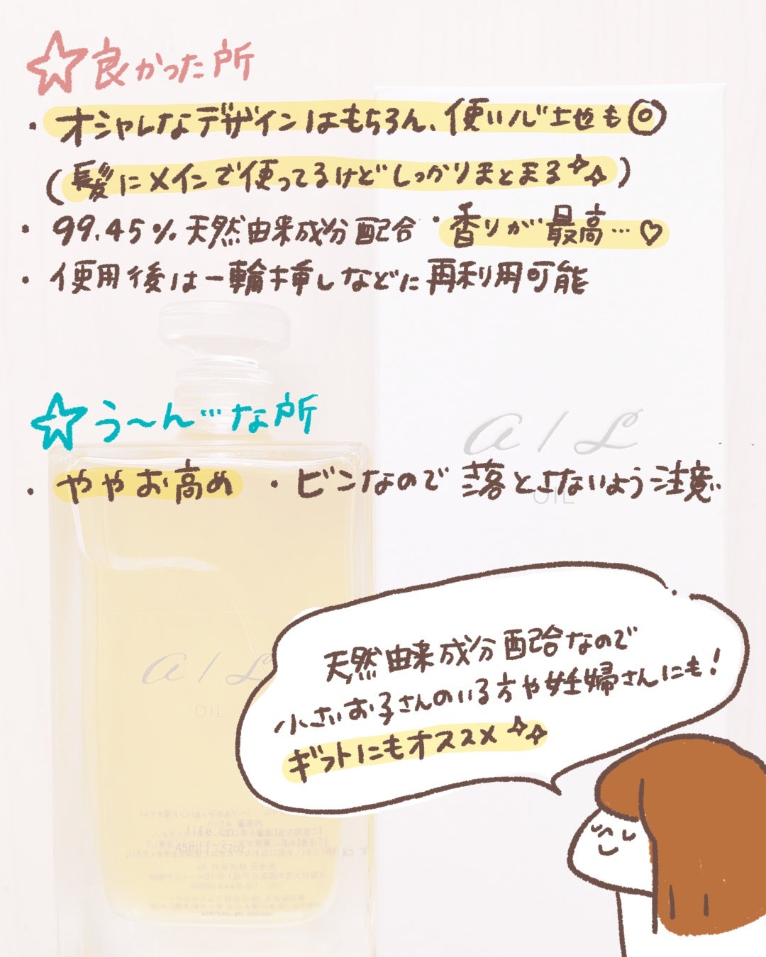 ナチュラルオイル〈ヘア&ボディ&ハンド用オイル〉/ainaLyra /ボディオイルを使ったクチコミ(4枚目)