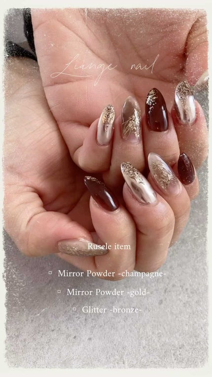 #リアンジェネイル,#柏ネイル,#ネイル,#ニュアンスネイル,#大人ニュアンスネイル,#秋ネイル,#冬ネイル,#ミラーネイル,#ブラウンネイルのネイルデザイン