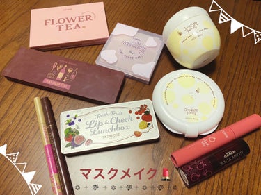 SKINFOOD Plum Mellow Glow Stickのクチコミ「今回はマスク😷メイク第3弾！
前回に引き続き、ブルーベリーミルク🫐のアイシャドウパレットをメイ.....」（1枚目）