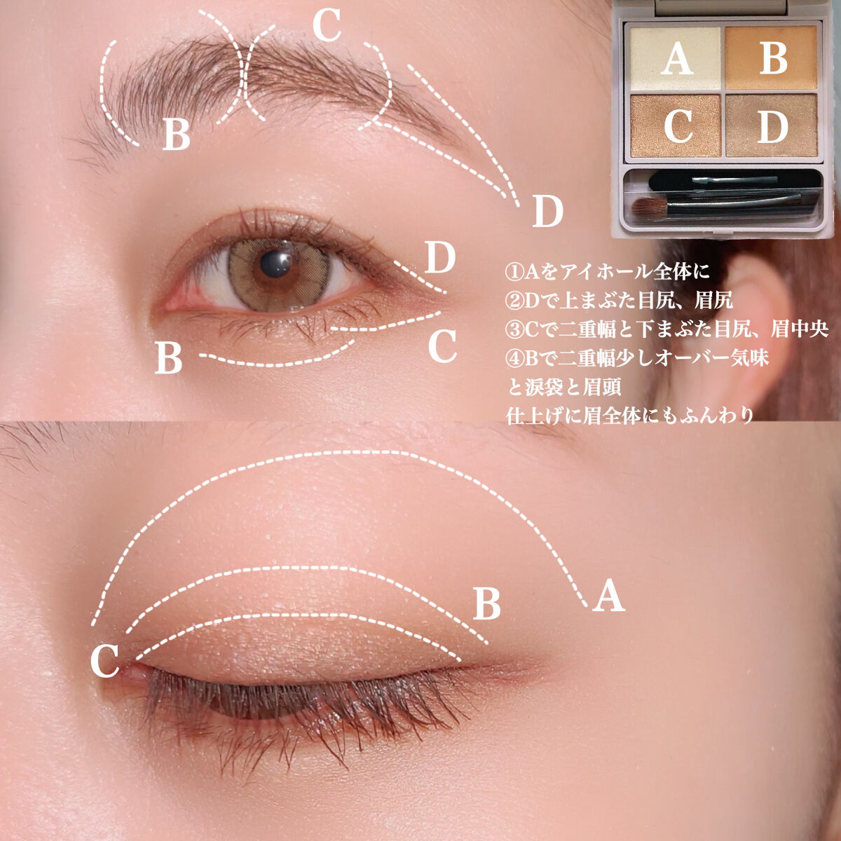 デザイニングアイカラー 01 ナチュラルブラウン/rafuna/アイシャドウパレットを使ったクチコミ（2枚目）