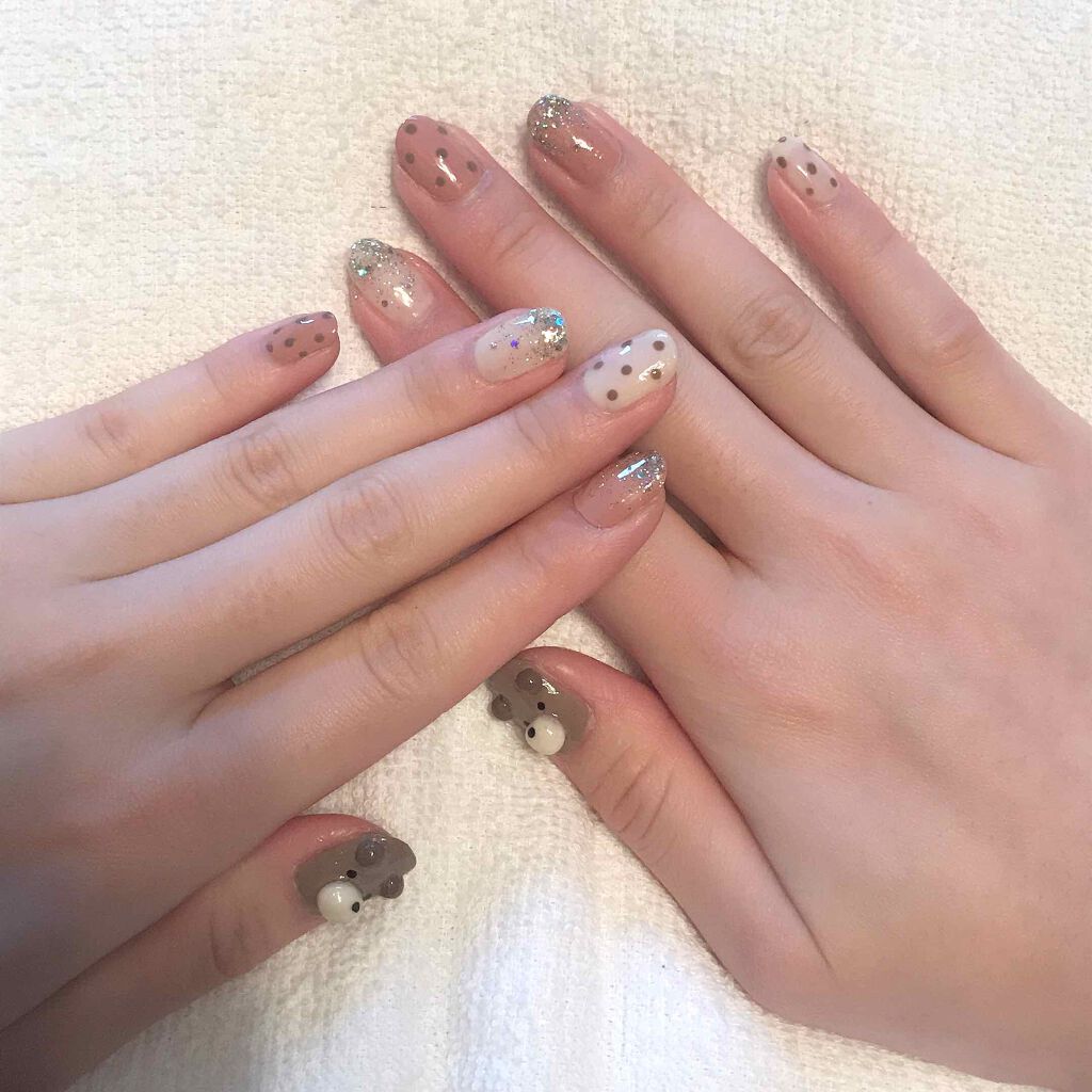 #くまさんネイル,#セルフネイルのネイルデザイン