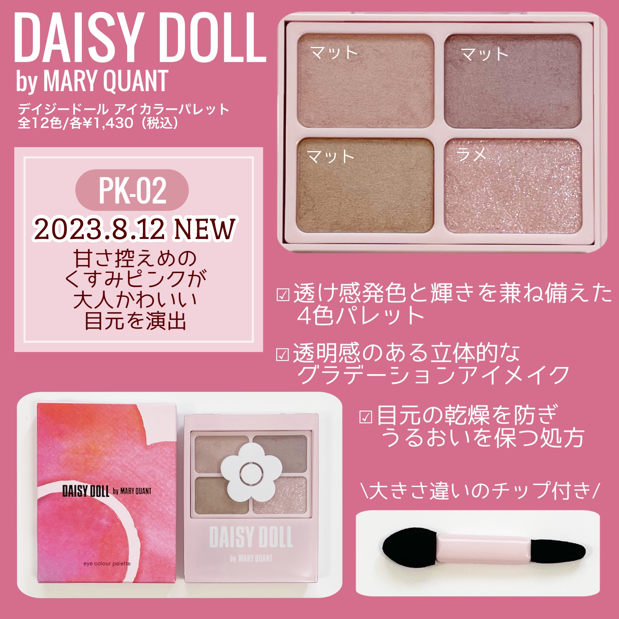 デイジードール アイカラー パレット/DAISY DOLL by MARY QUANT/アイシャドウパレットを使ったクチコミ（2枚目）