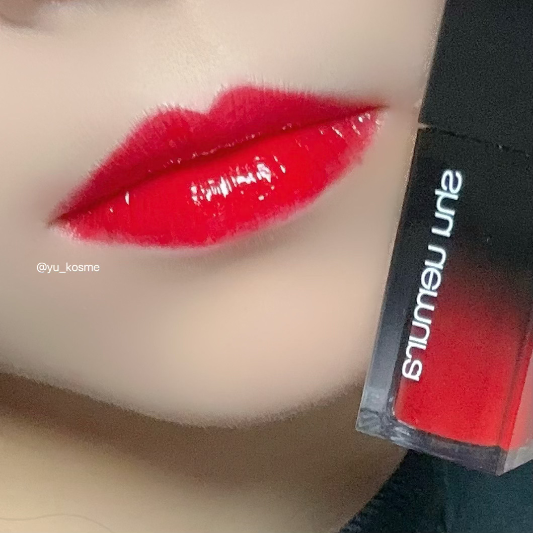  ルージュ アンリミテッド リキッド ラッカー RD 01/shu uemura/口紅を使ったクチコミ（3枚目）
