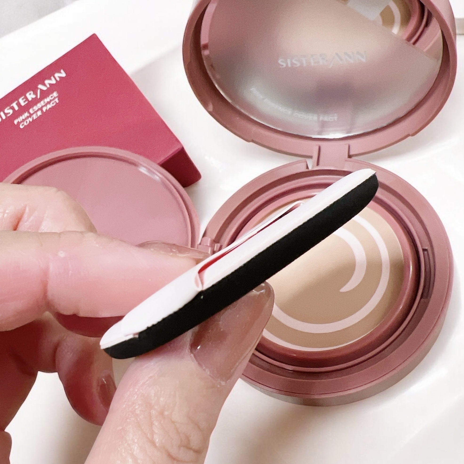 ピンクエッセンスカバーパクト/SISTER ANN/クッションファンデーションを使ったクチコミ（3枚目）