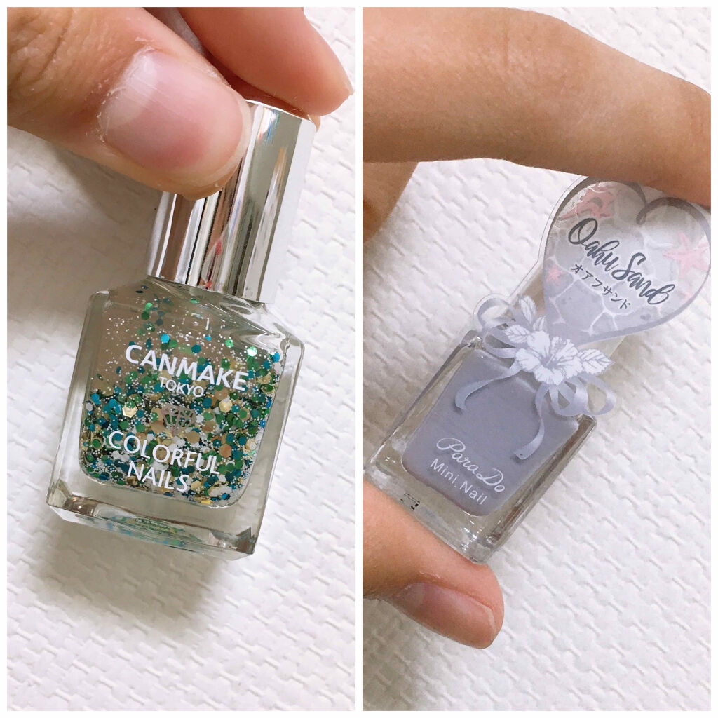 パラドゥミニネイル　オアフサンド

こちらはセルレで106円で購入しました！！
普通にムラなくぬれて良かったです！！

もう可愛すぎる😍
私が好みな色そのものっていう感じでもう最高すぎます😍
細かいパールが本当に綺麗です！！！

2枚目