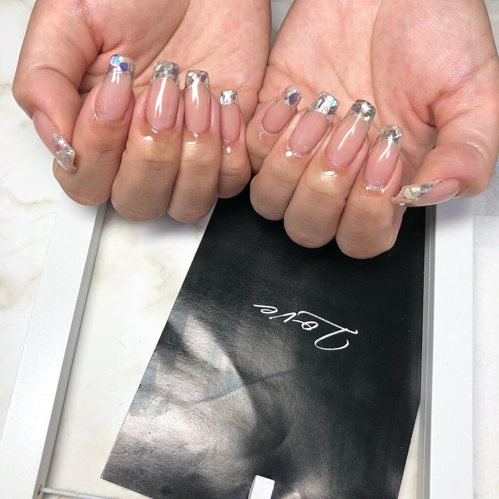 cst on LIPS 「#ガラスフレンチ#フレンチネイル#きれいめネイル#大人女子#ネ..」(1枚目)