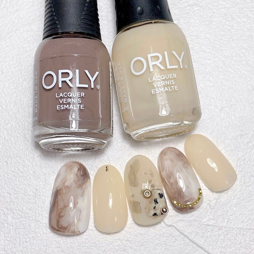 aiainail_@セルフネイル on LIPS 「ORLYでほっこりカフェオレ冬ネイル☕️ORLYのネイルカラー..」(3枚目)