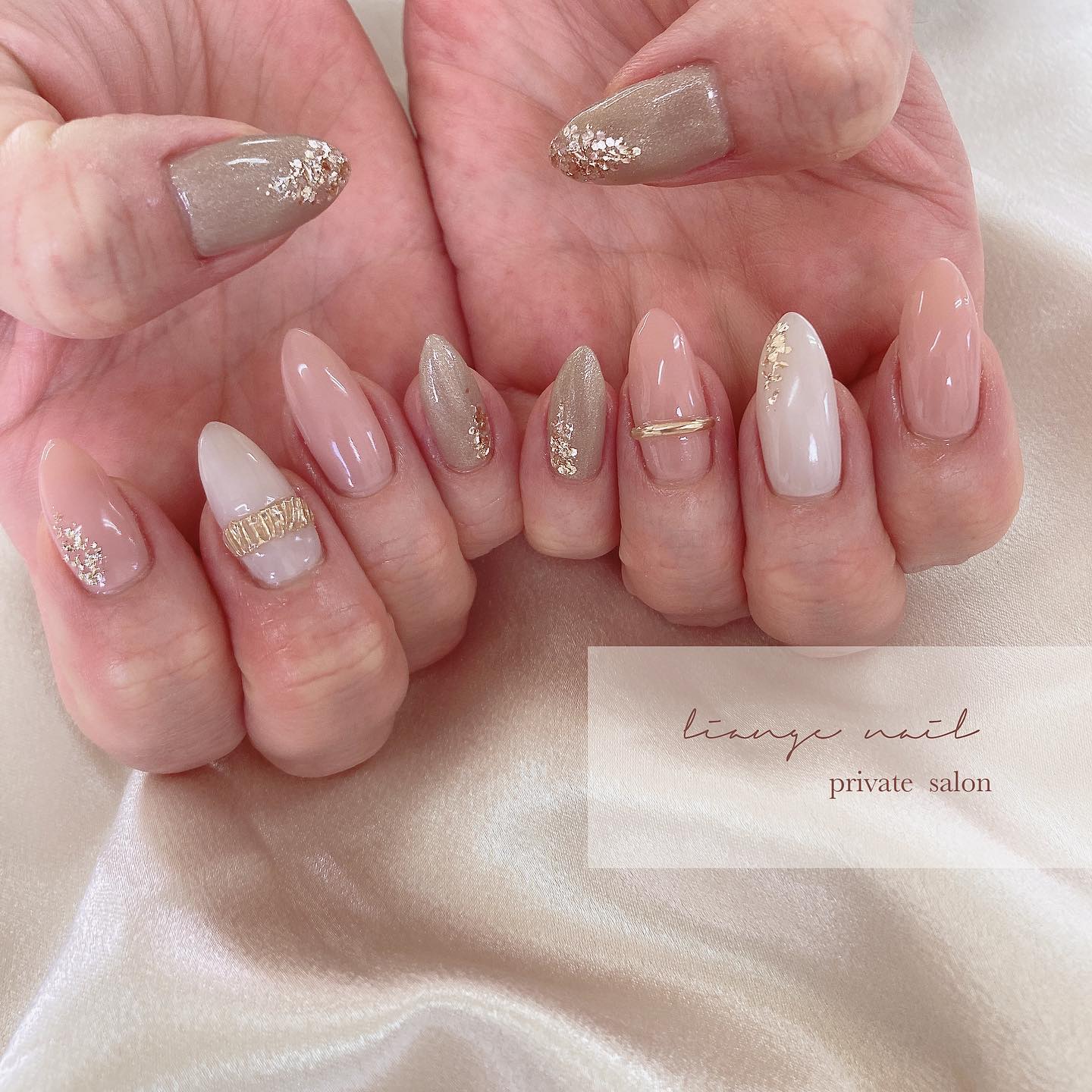 #リアンジェネイル,#柏ネイル,#ネイル,#ニュアンスネイル,#大人ニュアンスネイル,#秋ネイル,#冬ネイル,#ミラーネイル,#リングネイルのネイルデザイン