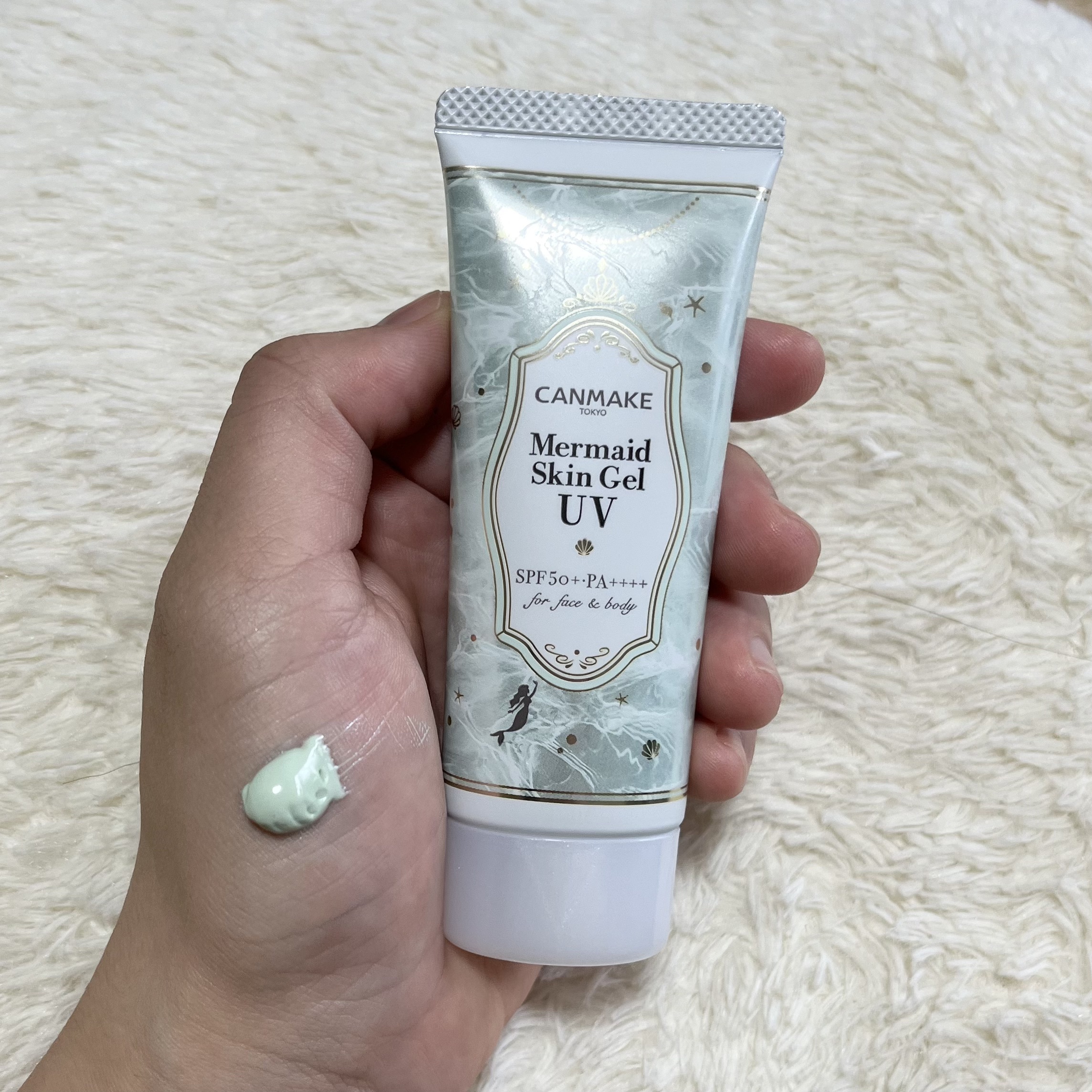  
【使った商品】

　✔︎キャンメイク　マーメイドスキンジェル
　　C01　CICAミント

　・美容液成分84％配合
　・SPF50+PA++++   石鹸落ち
　・ツボクサ葉エキス配合🌱
　・パラベン,アルコール,鉱物油フリー


