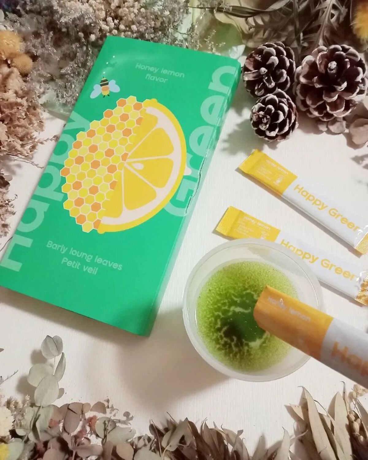 グリーン ファイバー ハニーレモン/Happy Green/ドリンクを使ったクチコミ(2枚目)