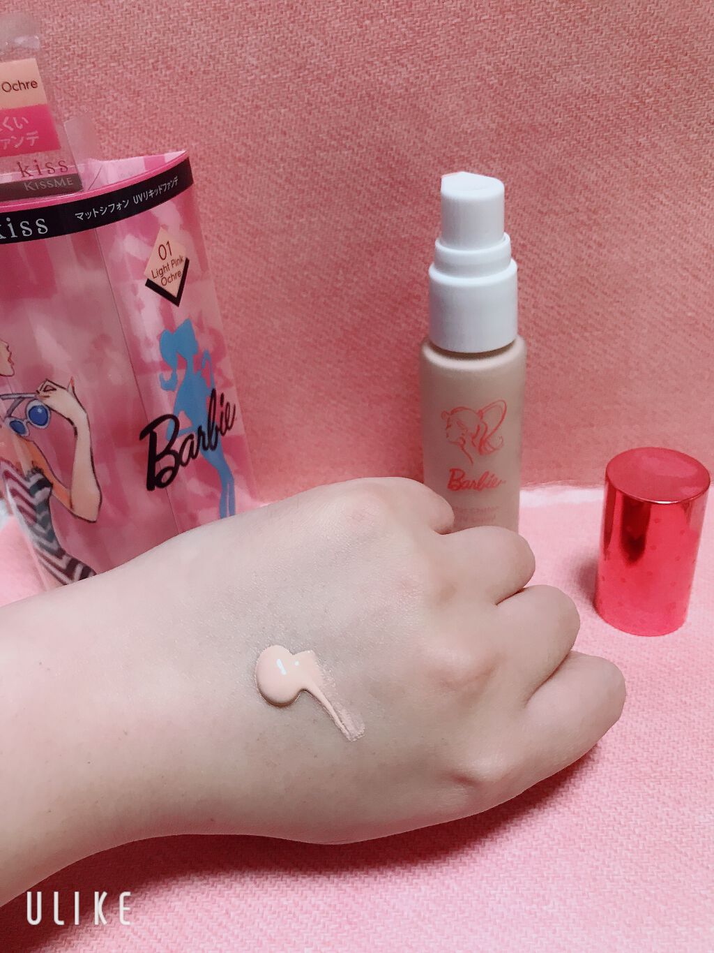 マットシフォン UVリキッドファンデ 01 ライトピンクオークル(Light Pink Ochre)/KiSS/リキッドファンデーションを使ったクチコミ（2枚目）