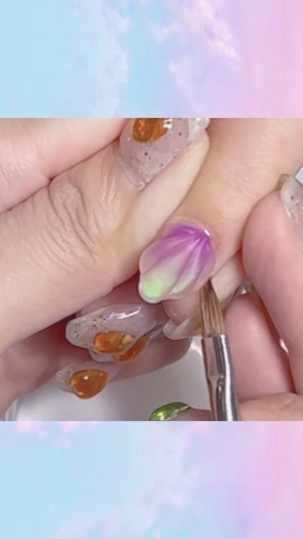 #ネイル,#貝殻ネイル,#シェルネイル,#夏ネイル,#アクリルネイルのネイルデザイン