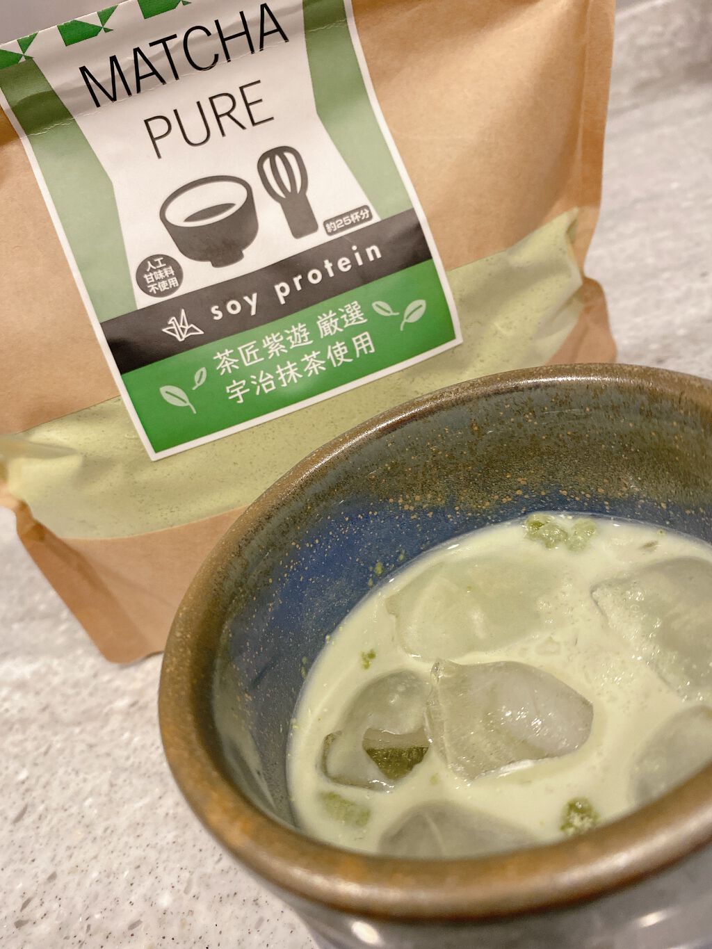 MATCHA PURE（プロテインパウダー）/ピュアパートナー/ソイプロテインを使ったクチコミ（2枚目）