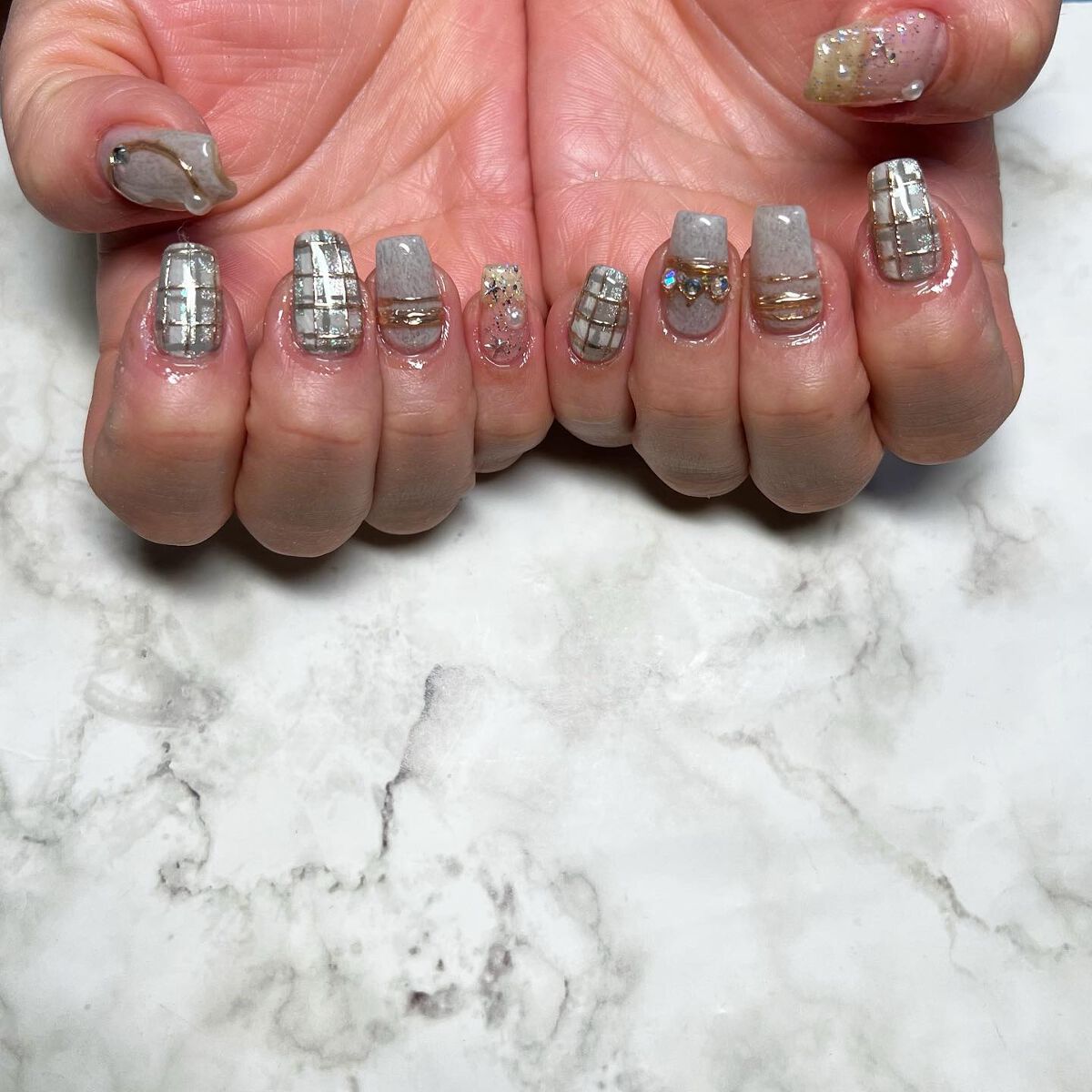 #冬ネイル,#チェックネイル,#おまかせネイル,#ネイル,#ニュアンスネイル,#スカルプネイル,#ジェルネイル,#ママネイル,#ギャルネイル,#大人ネイル,#派手ネイル,#ネイル,#城陽ネイル,#京都ネイル,#大阪ネイル,#奈良ネイルのネイルデザイン