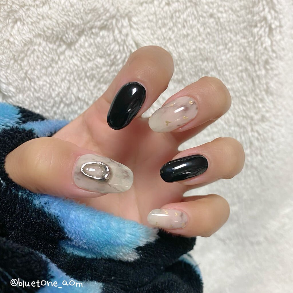 セミキュアジェルネイル（ハンド） NP-083 N Marble Stone (Autumn Story Collection)/ohora/ネイルシールを使ったクチコミ（3枚目）