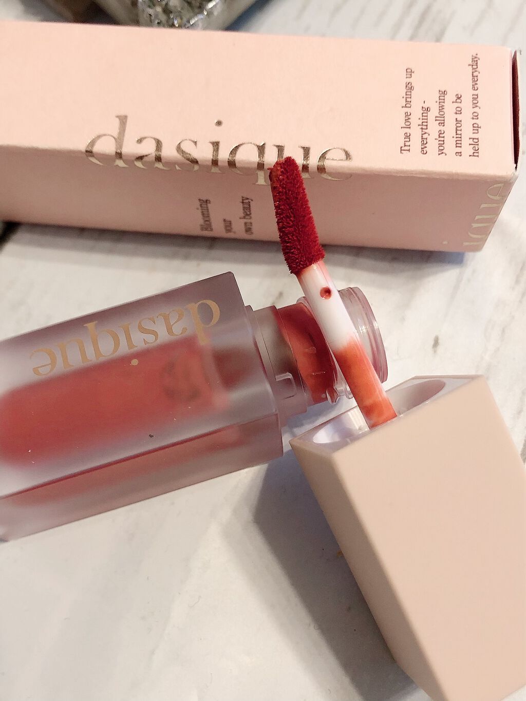 ブラーベルベットティント #01 Flat Rose/dasique/リップティントを使ったクチコミ（2枚目）