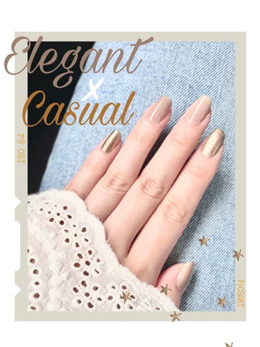 𓍯nail record 𓂃𓈒𓏸 
【プチプラアイテムでベージュ×ゴールド】

《使用アイテム》
❶CANMAKEカラフルネイルズ _N29ミルクシロップ
❷PLAYFULアップデートネイル_＜pun-