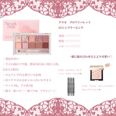 プロ アイ パレット 01 SIMPLY PINK(AD)(日本限定デザイン)/CLIO/アイシャドウパレットを使ったクチコミ（3枚目）