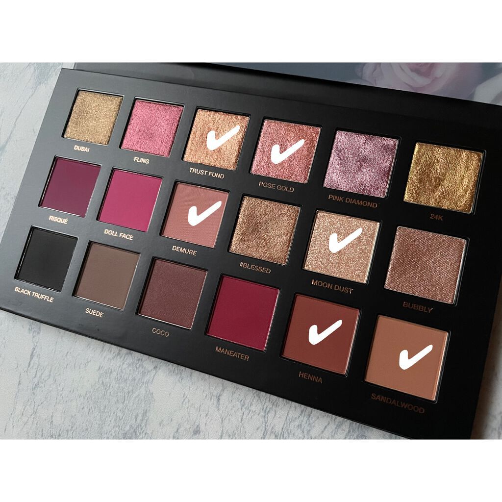 Huda Beauty Huda Beauty Rose Gold Paletteのクチコミ「Huda Beauty Rose Gold Paletteを使ったメイク。

HUDA BEA.....」（2枚目）