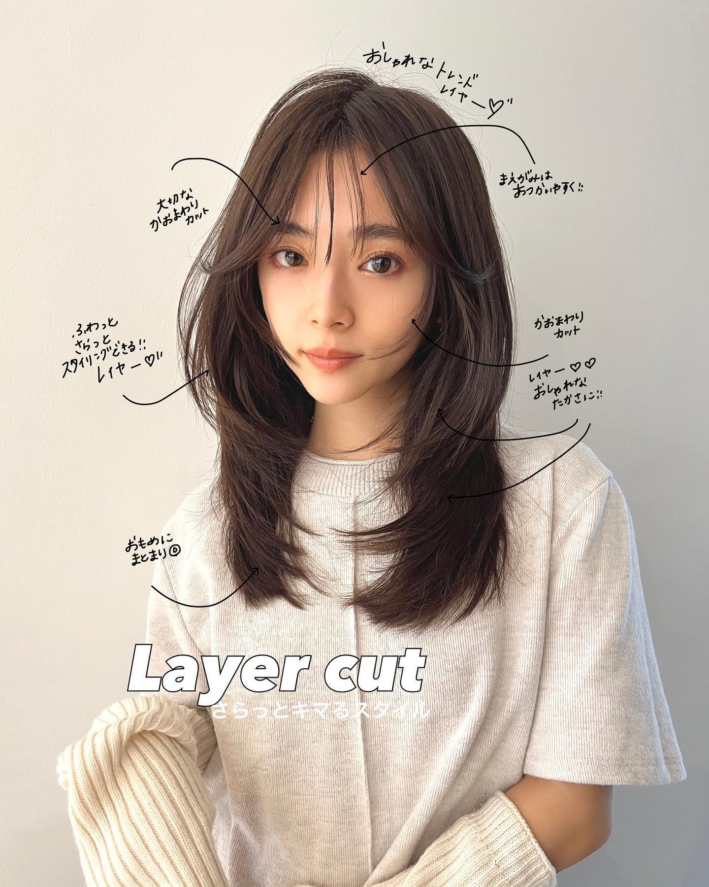さらっとセットでキマる😍
レイヤースタイルは、
まとまりも大切にしています💇🏼‍♀️✂️

柔らかい質感に😉
カラーは#チョコレートカラー
とっても人気な秋冬カラーです🩷

#レイヤーカット
#レイヤーロング

表参道美容室　駅徒