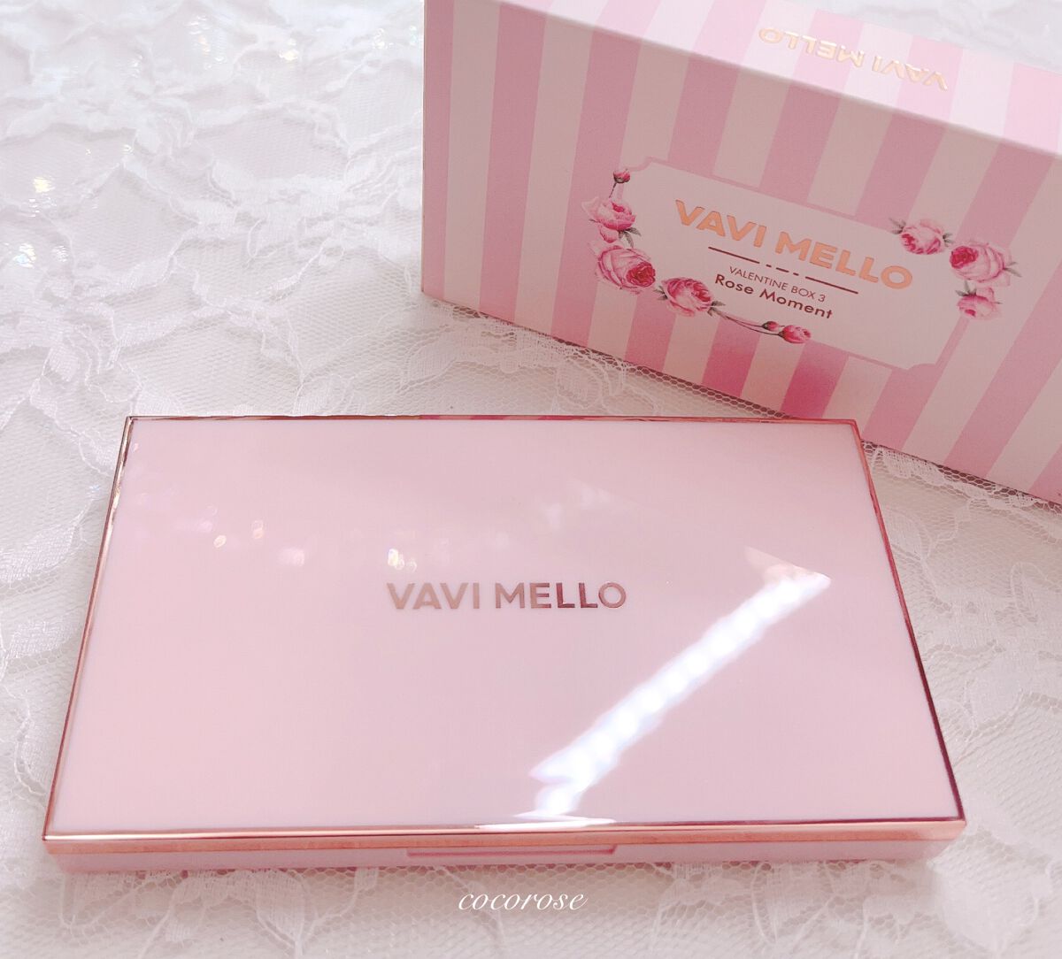 バレンタインボックス3ローズモーメント/VAVI MELLO/アイシャドウパレットを使ったクチコミ(2枚目)