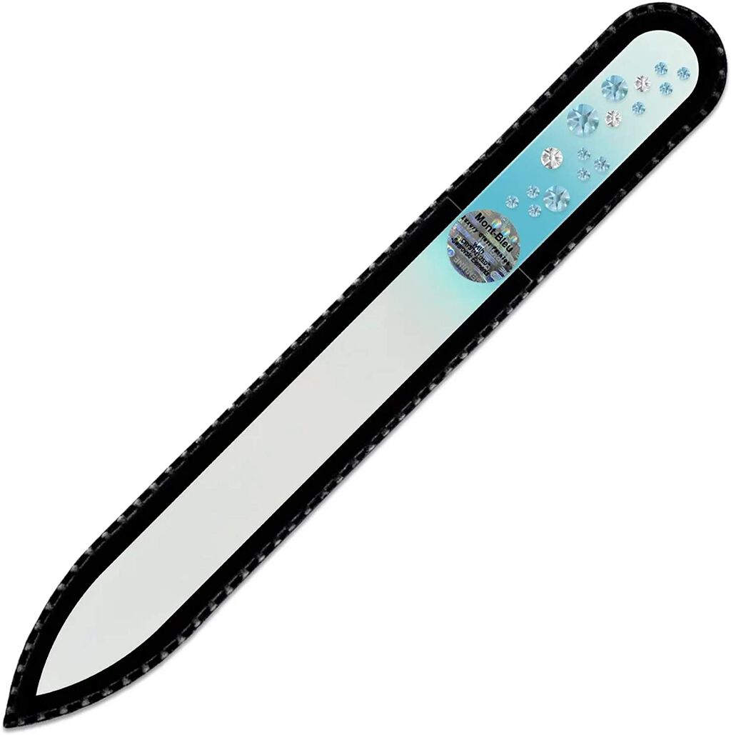 Mont Bleu チェコ製スワロフスキー装飾 ガラス爪やすり  両面タイプ ベルベットケース付