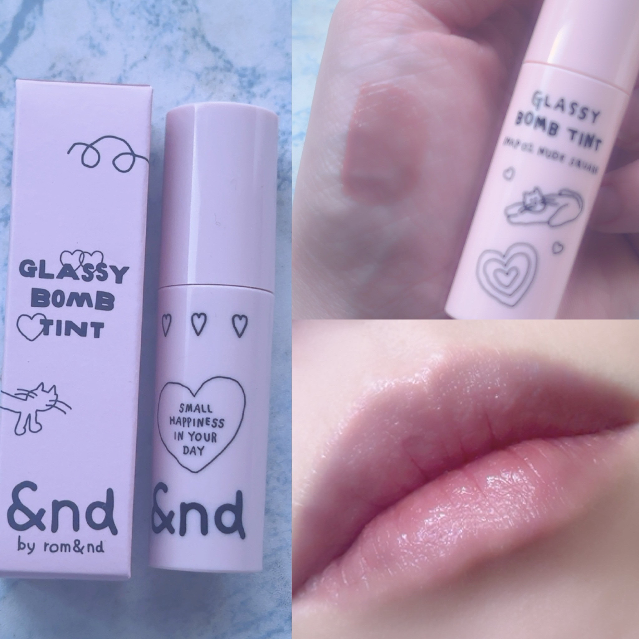 グラッシーボムティント/&nd by rom&nd/リップティントを使ったクチコミ（3枚目）