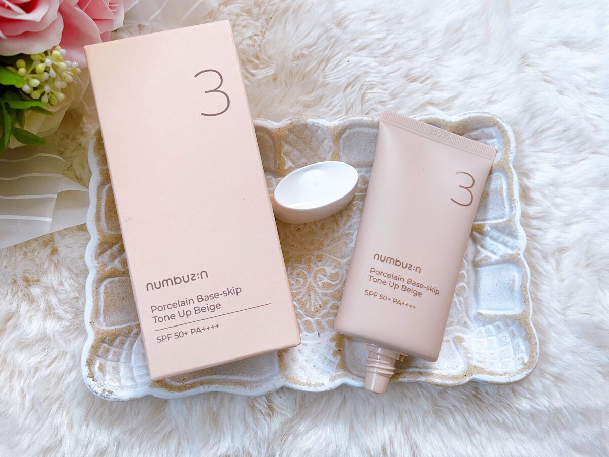 3番 ノーファンデ陶器肌トーンアップクリーム/numbuzin/化粧下地を使ったクチコミ(2枚目)