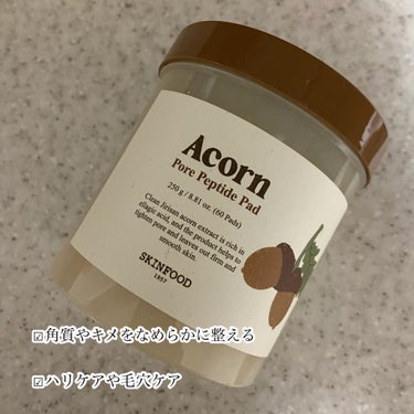 ⭐️どんぐりエキスでスキンケア

SKINFOOD
ACORNエイコーンパッド　60枚¥3080

☑︎厚みパッドにヒタヒタ✨

☑︎角質やキメをなめらかに整える

☑︎ハリケアや毛穴ケア

☑︎サラサラなめらかなローションテクスチャ

#Qoo10 #スキンケア　#韓国化粧品　#化粧品　#トナーパッド　#人参パッド　#オリーブヤング　#おすすめトナー　#おすすめ　#おすすめパックの画像 その2