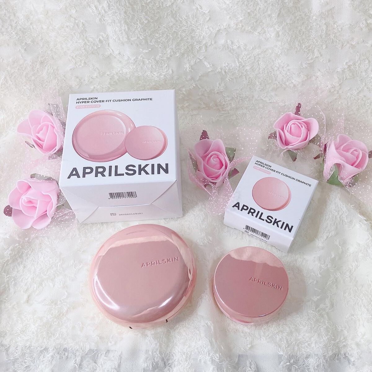 ハイパーカバーフィットクッション ピンク（桜エディション）/APRILSKIN/クッションファンデーションを使ったクチコミ（1枚目）