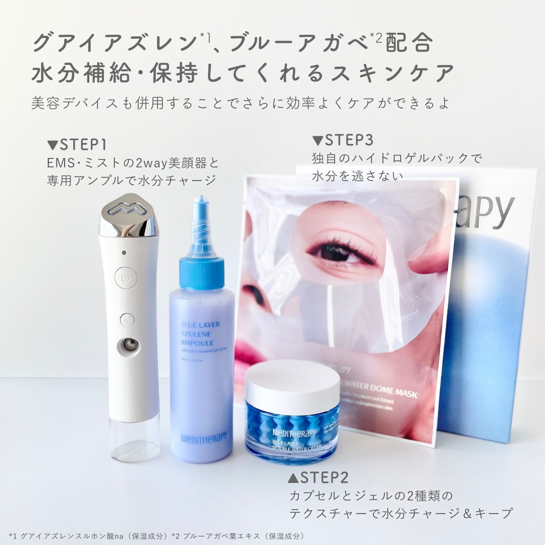 ブルーレイヤーダブルウォータークリーム/MEDITHERAPY/フェイスクリームを使ったクチコミ（2枚目）