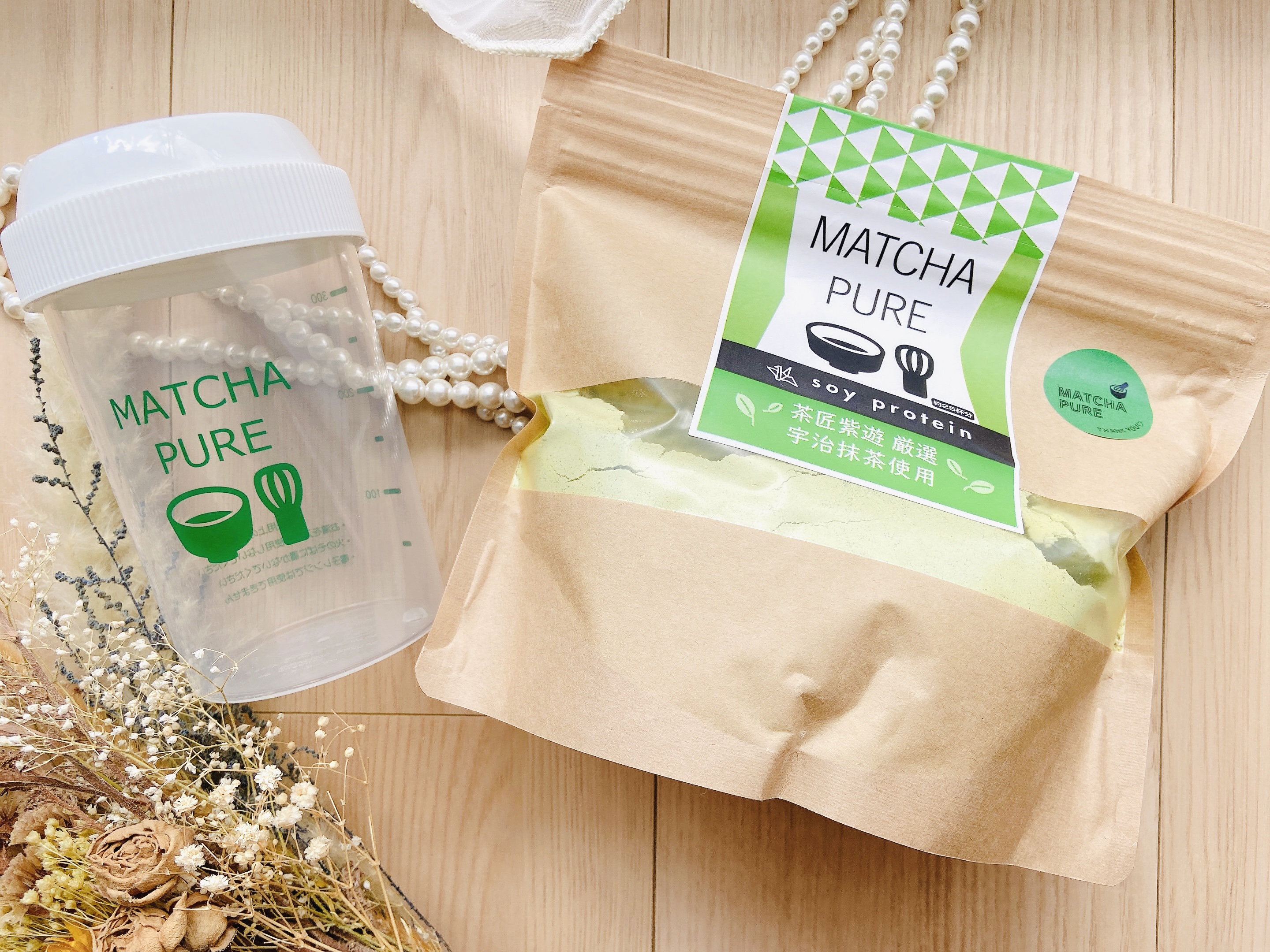 MATCHA PURE（プロテインパウダー）/ピュアパートナー/ソイプロテインを使ったクチコミ（2枚目）