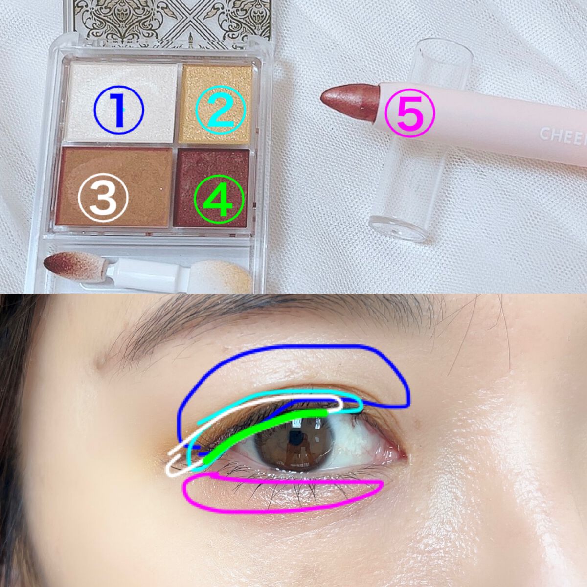 グラデーション アイシャドウ/ちふれ/アイシャドウパレットを使ったクチコミ（3枚目）