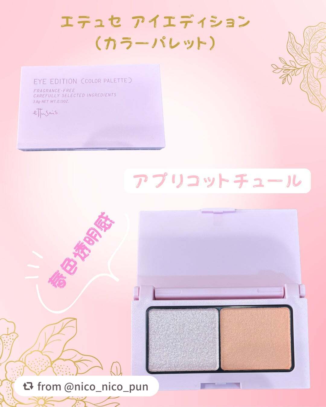 エテュセ アイエディション(カラーパレット)/ettusais/アイシャドウパレットを使ったクチコミ(1枚目)