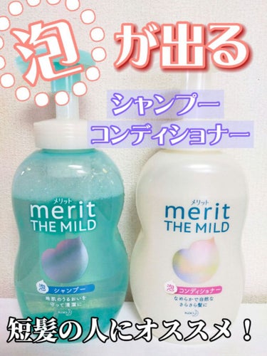 洗った後は、髪サラサラ！😳地肌を傷つけないし優しい香りが凄くいい！泡で出てくる☆メリット ザマイルド☆



❁シャンプー❁
・泡で出てくるから、地肌や髪に負担感なく使える
・地肌の大切な潤いを守って清