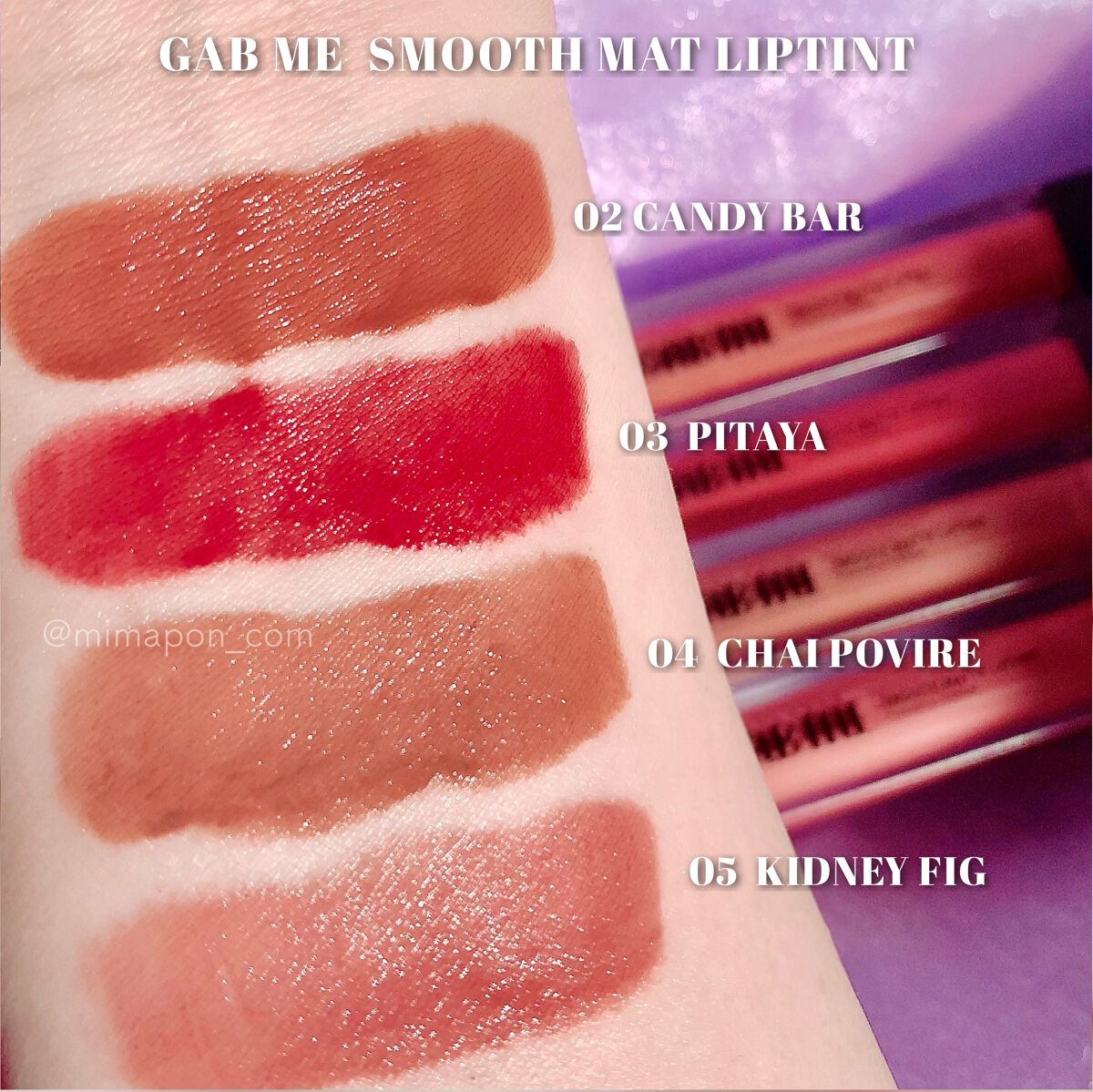 スムースマットリップティント 02 キャンディーバー (オレンジブラウン)/GAB ME/リップティントを使ったクチコミ（2枚目）