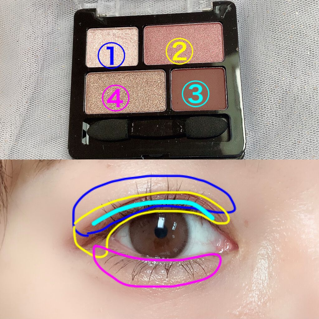 GENE TOKYO リラクシーアイシャドウ/DAISO/アイシャドウパレットを使ったクチコミ（2枚目）