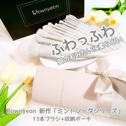 Rownyeon ミントソーダシリーズメイクブラシのクチコミ「Rownyeon
ミントソーダシリーズメイクブラシ
13本ブラシ+収納ポーチ+おまけのブラシク.....」(1枚目)