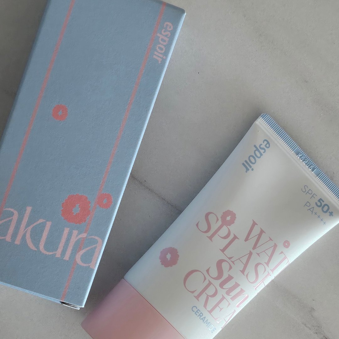 ウォータースプラッシュサンクリーム セラミド 桜エディション（60ml）/espoir/日焼け止めクリームを使ったクチコミ（3枚目）