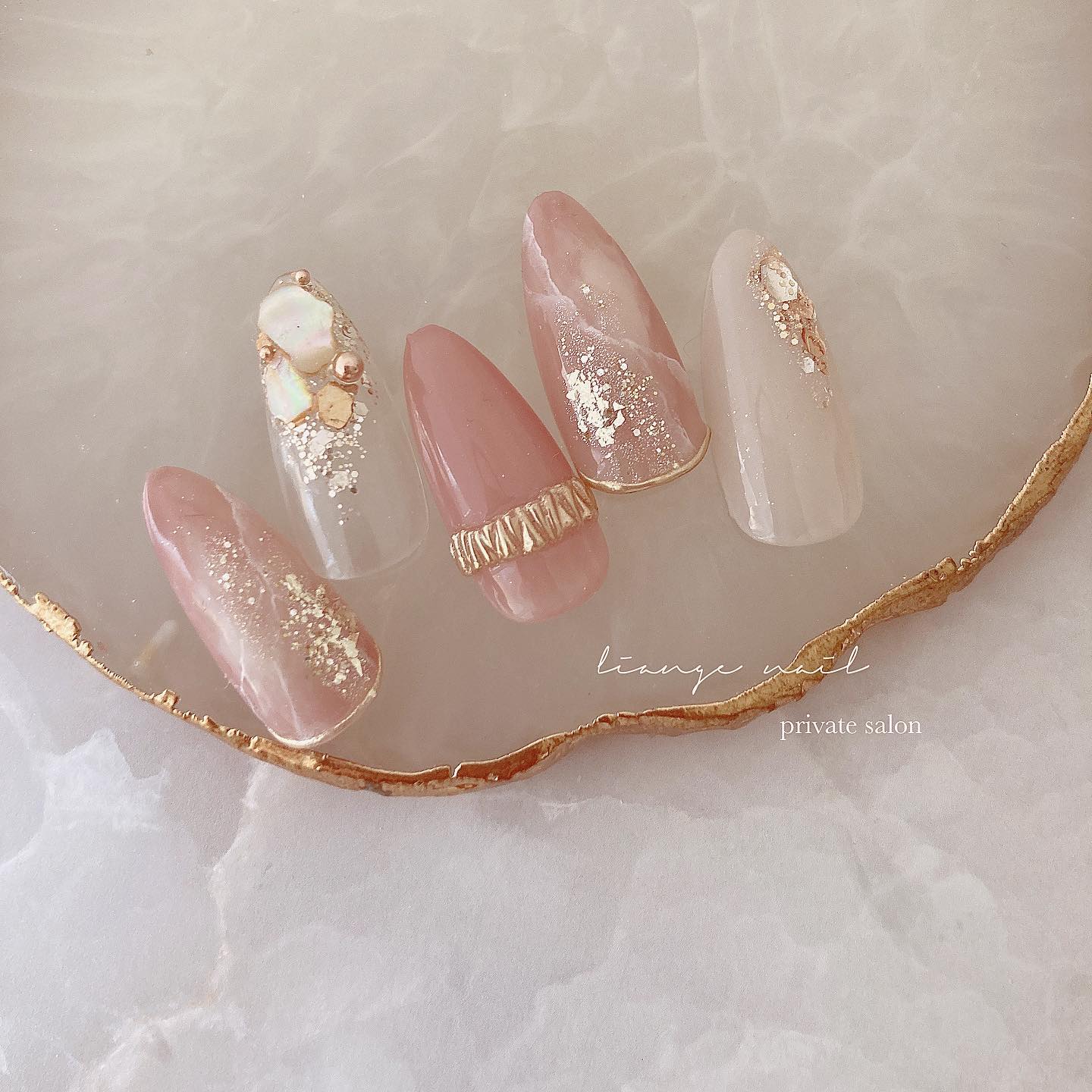 #リアンジェネイル,#柏ネイル,#ネイル,#春ネイル,#大人ニュアンスネイル,#ニュアンスネイル,#ジェルネイル,#ミラーネイル,#シェルネイル,#リングネイル,#天然石ネイル,#夏ネイルのネイルデザイン