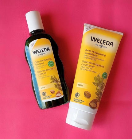 WELEDA アルガン ヘアシャンプー/ヘアコンディショナーのクチコミ「【黄金色】に輝く🎖【アルガンオイル】シャンプー🛀
頭髪“W“ダメージケア🏥芯から潤う艶やかな美.....」(1枚目)