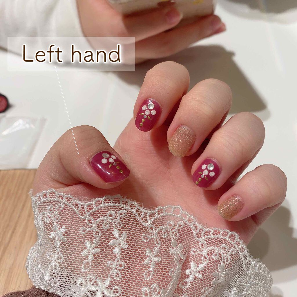 Qoo10 ネイルシールのクチコミ「＼ プチプラ×可愛い ／
【 Qoo10ネイルシール② 】

前回紹介したネイルシールを
実際.....」（2枚目）