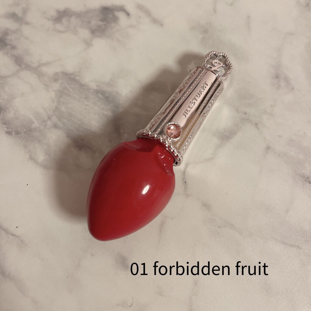 フォーエヴァージューシー オイルルージュ ティント 01 forbidden fruit/JILL STUART/リップティントを使ったクチコミ（3枚目）