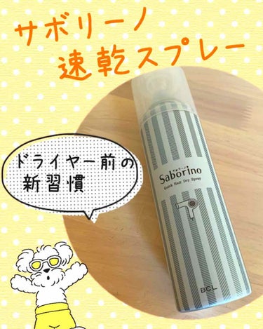 サボリーノ、速く乾かスプレーnです。

速乾成分（エタノール）と、ガスの揮発効果で水分が蒸発しやすくなり、速く乾かせるそうです。
様々な保湿オイルが配合されており、艶髪にもなれる。時短でキレイにもなれて