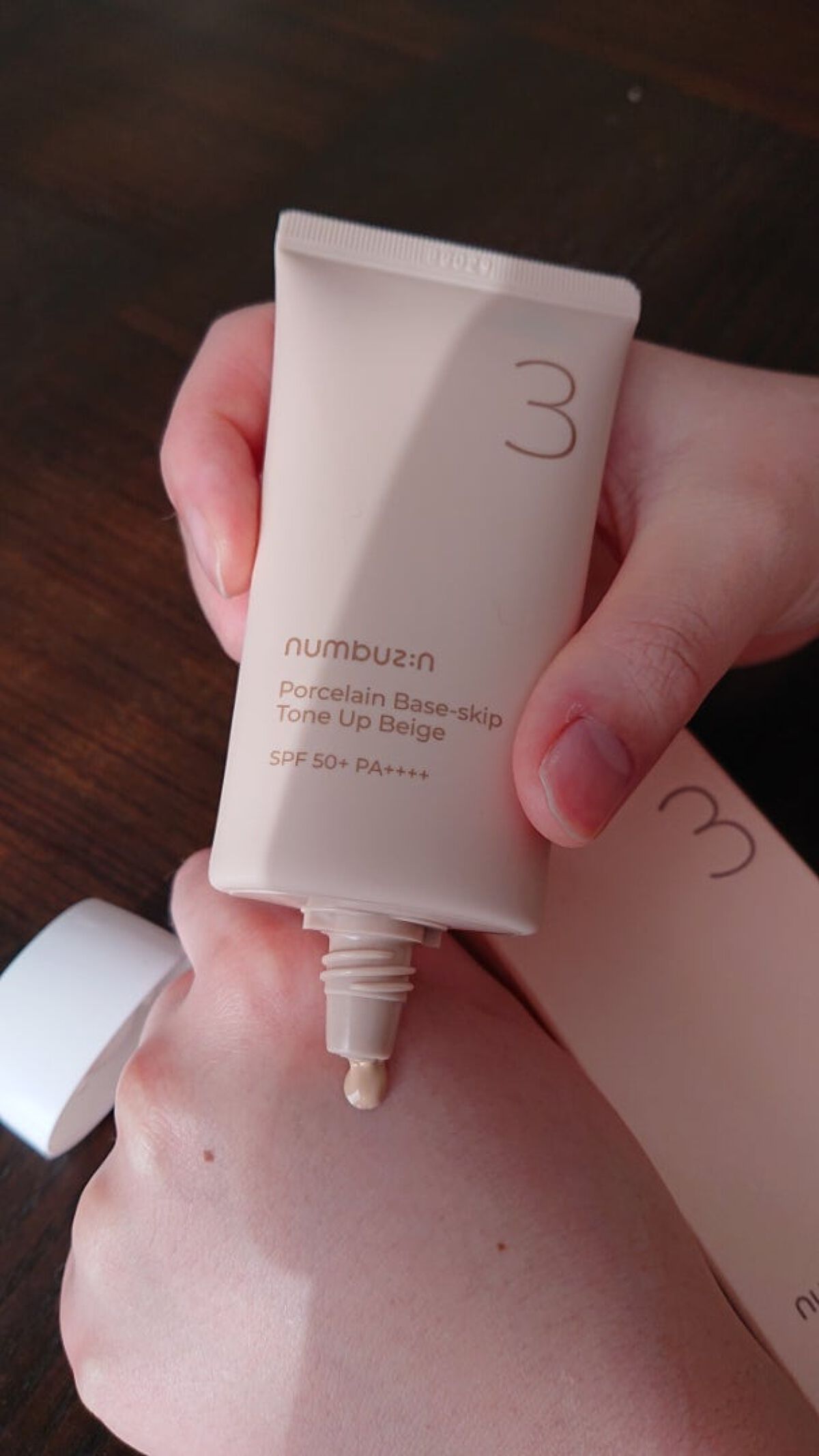 3番 ノーファンデ陶器肌トーンアップクリーム/numbuzin/化粧下地を使ったクチコミ（3枚目）