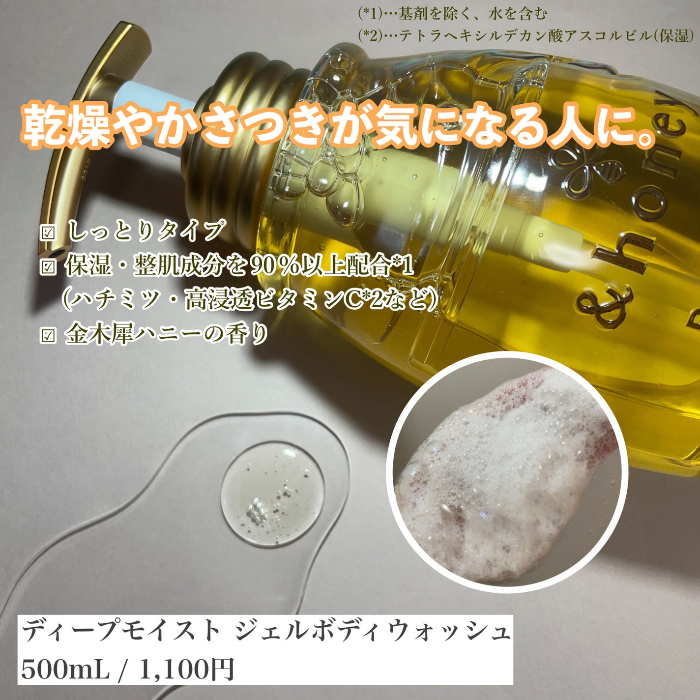 ディープモイスト ジェルボディウォッシュ/&honey/ボディソープを使ったクチコミ(3枚目)