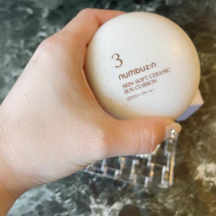 3番 ノーファンデ陶器肌トーンアップクッション/numbuzin/クッションファンデーションを使ったクチコミ(6枚目)