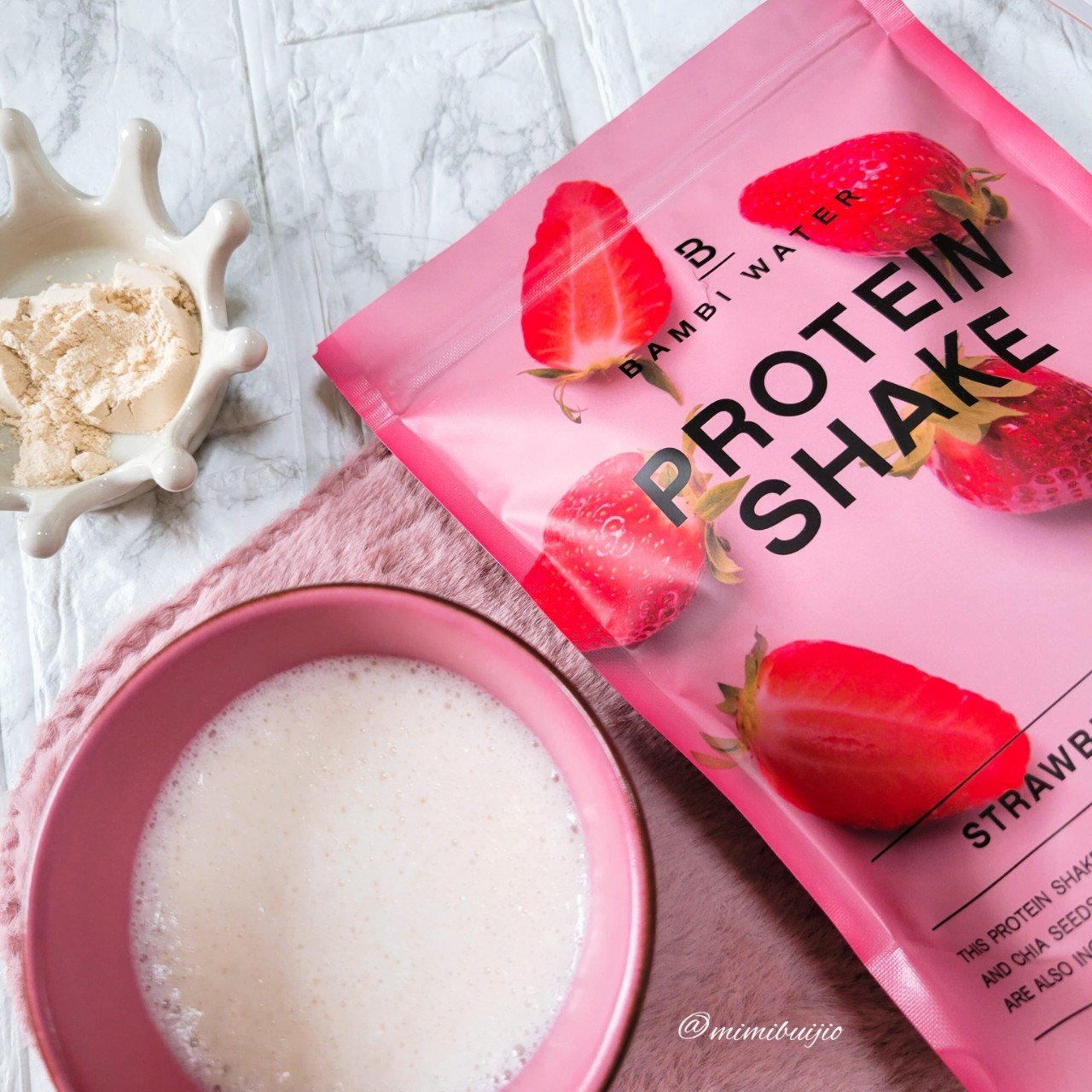 プロテインシェイク ストロベリーミルク/BAMBI WATER/その他プロテインを使ったクチコミ（2枚目）